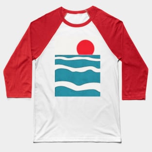 Blue Ocean Red Sun Baseball T-Shirt